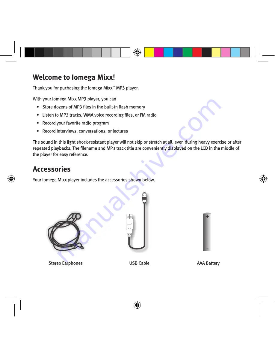 Iomega 33307 - Mixx 256 MB MP3 Player Quick Start Manual Download Page 3