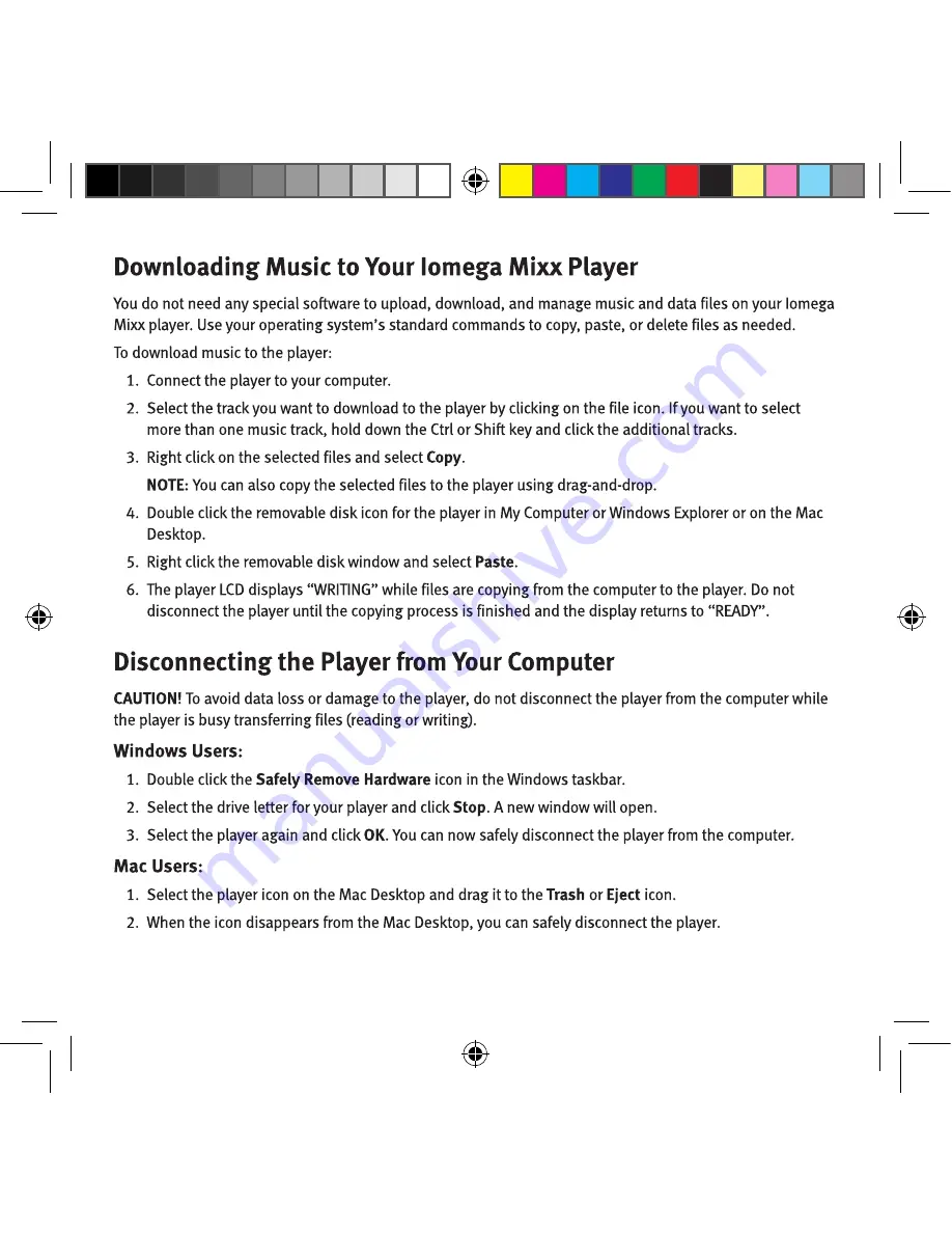 Iomega 33307 - Mixx 256 MB MP3 Player Quick Start Manual Download Page 7