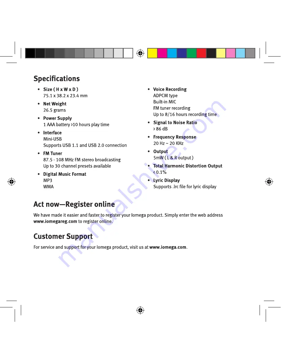 Iomega 33307 - Mixx 256 MB MP3 Player Quick Start Manual Download Page 19