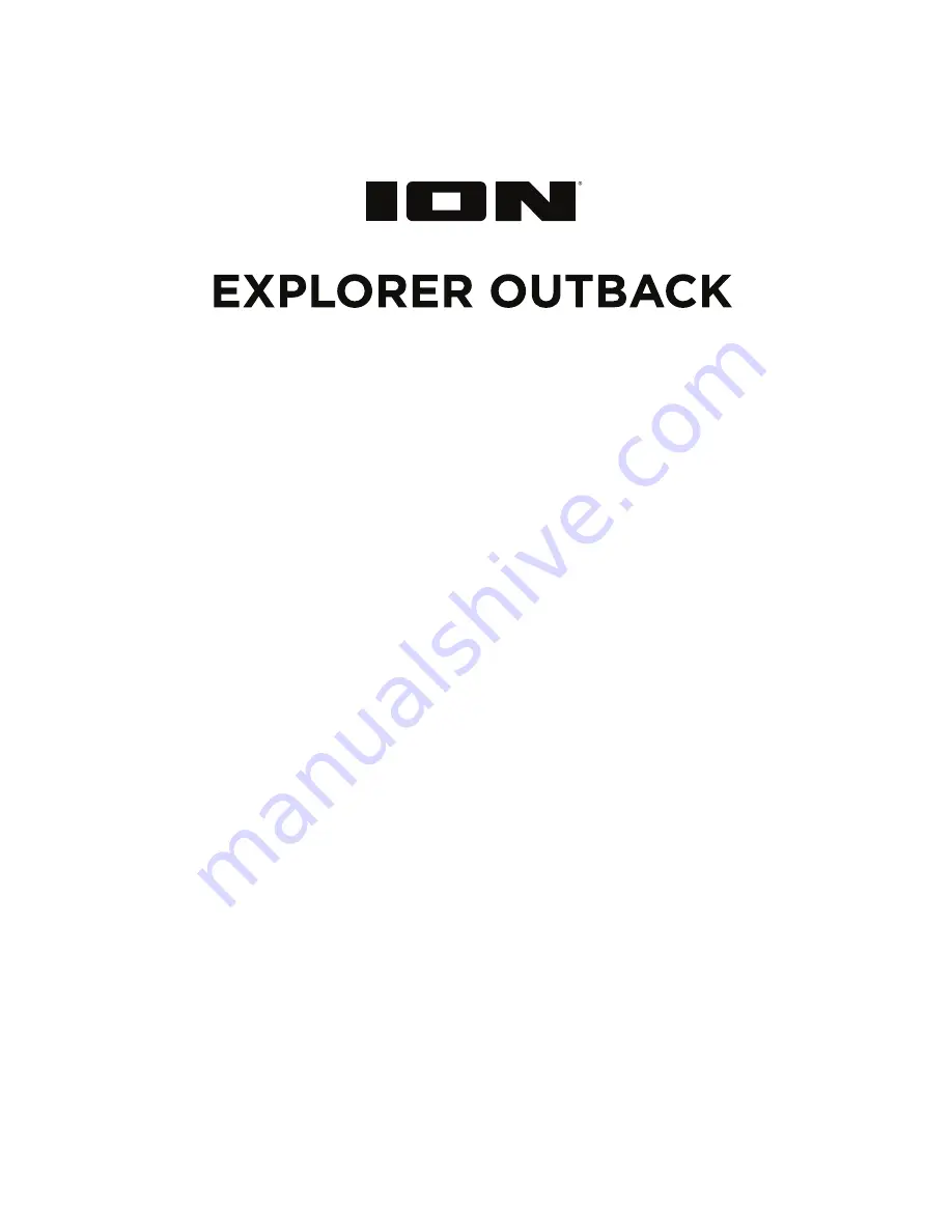 ION Explorer Outback Quick Start Manual Download Page 1