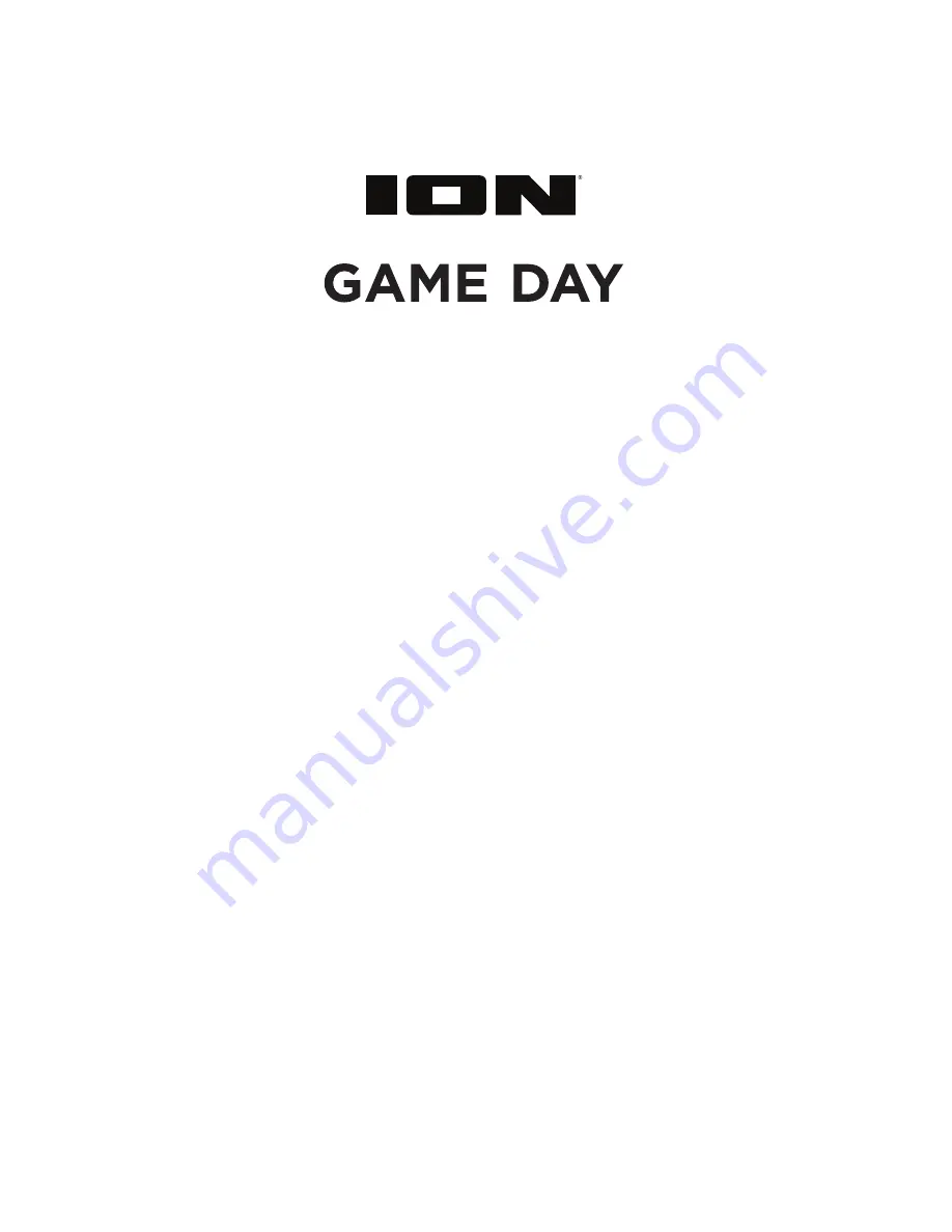 ION Game Day Quick Start Manual Download Page 1