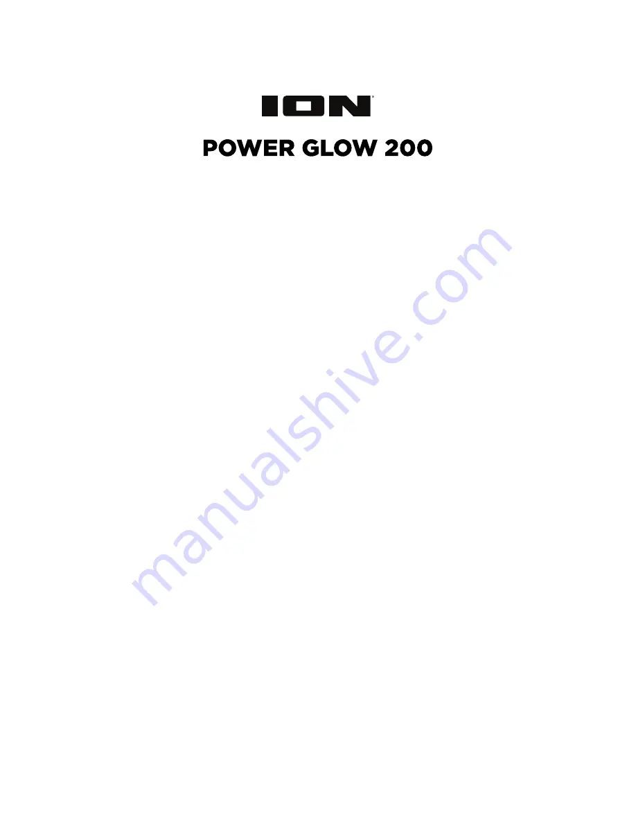 ION POWER GLOW 200 Quick Start Manual Download Page 1