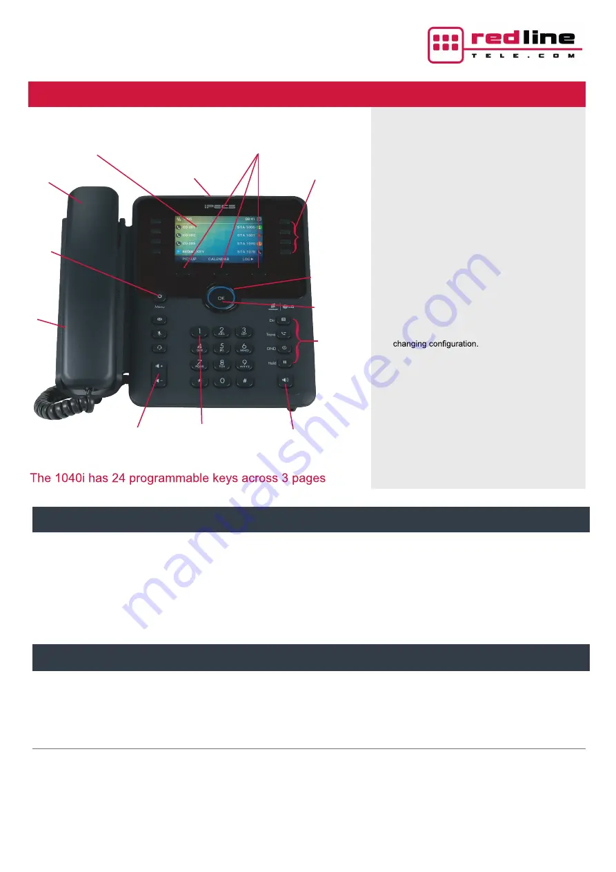 iPECS 1040i Key Features Manual Download Page 1