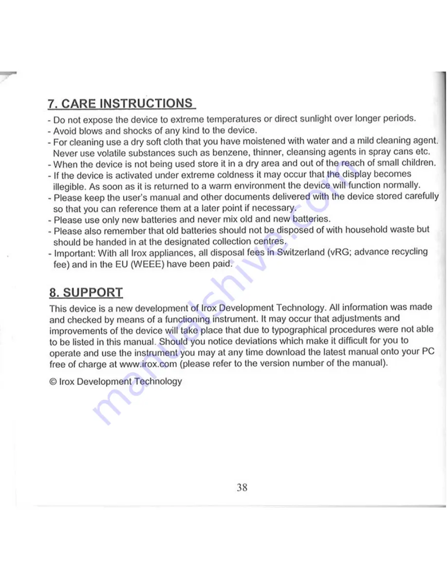 IROX JKT-3R Operating Instructions Manual Download Page 12