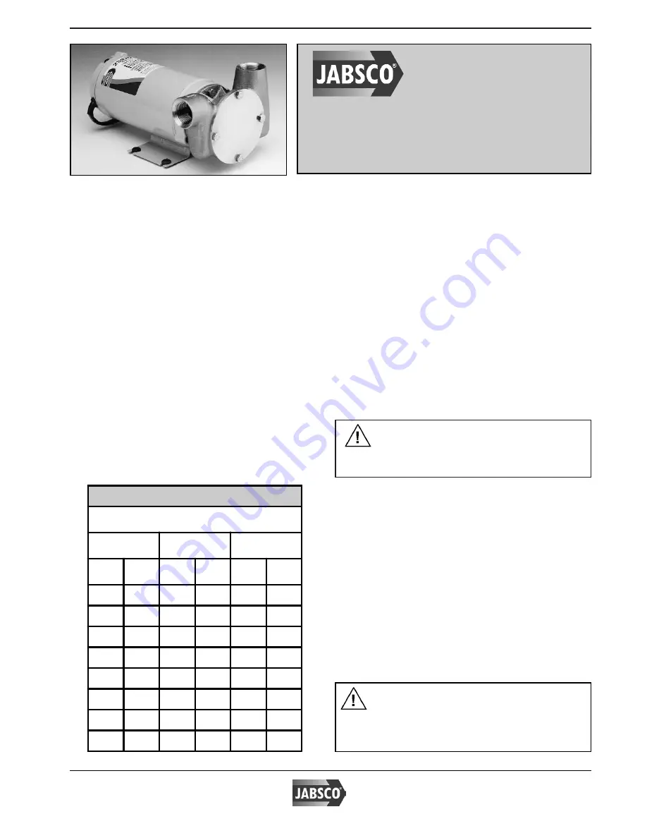 JABSCO 23920-2403 Installation Instructions Download Page 1