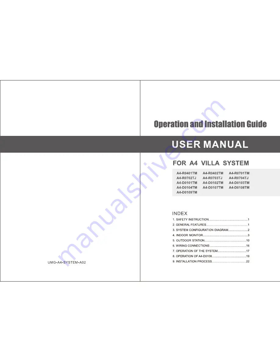 Jade A4-D0101TM Operation And Installation Manual Download Page 1