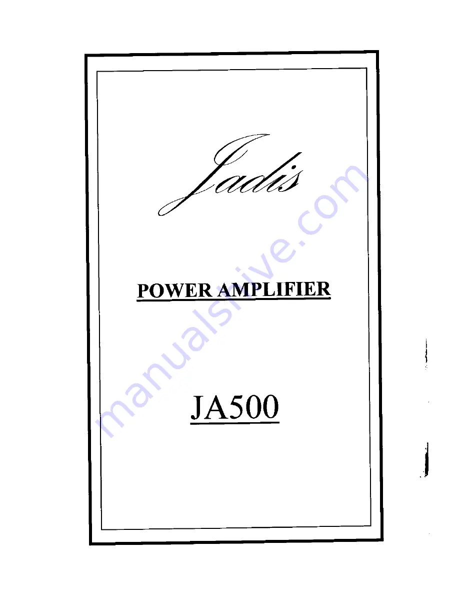 Jadis JA500 Installation Instructions Manual Download Page 1