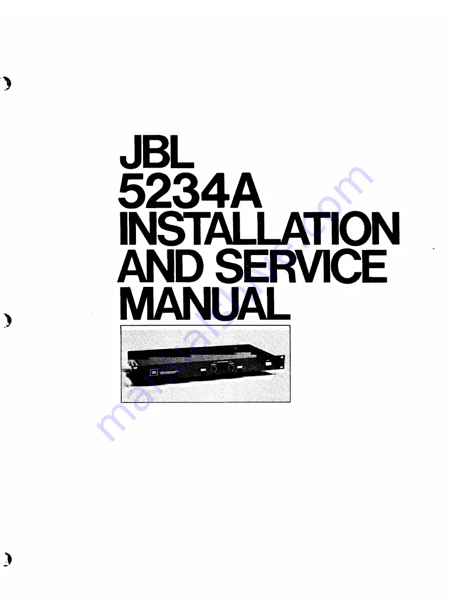 JBL 5234A Installation And Service Manual Download Page 1