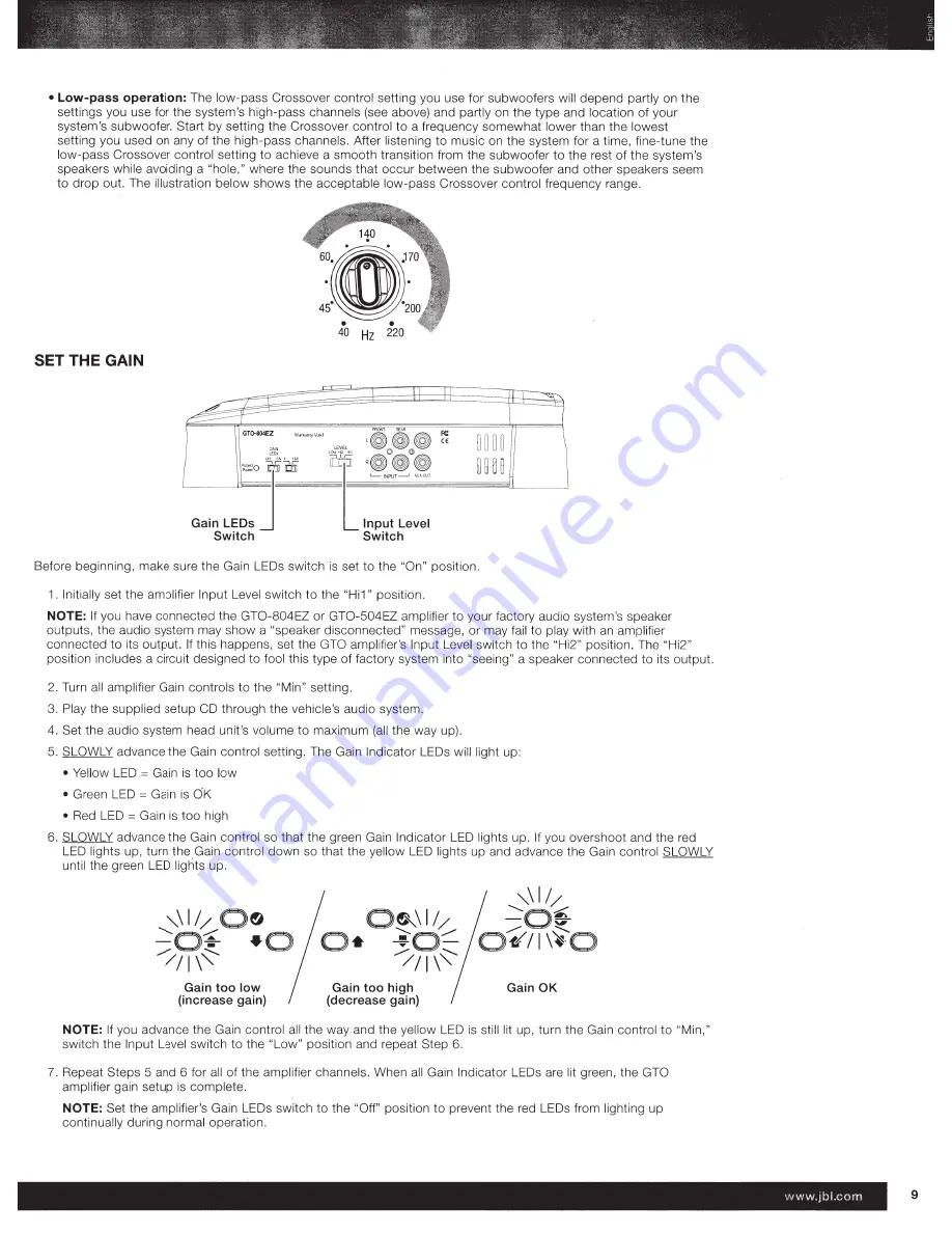 JBL GT0-504EZ Owner'S Manual Download Page 9