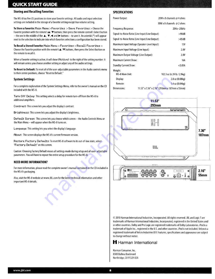 JBL MS-8 User Manual Download Page 55