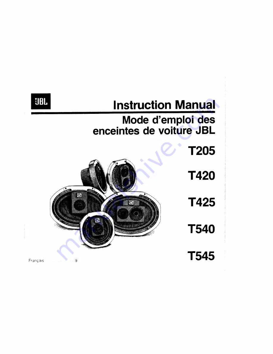 JBL T205 Instruction Manual Download Page 1