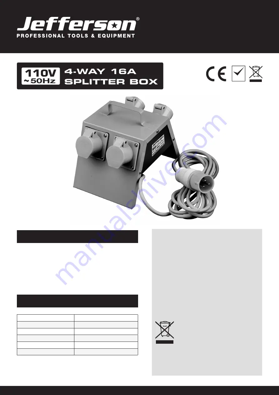 Jefferson Professional Tools & Equipment JEFKVS04 User Manual Download Page 1