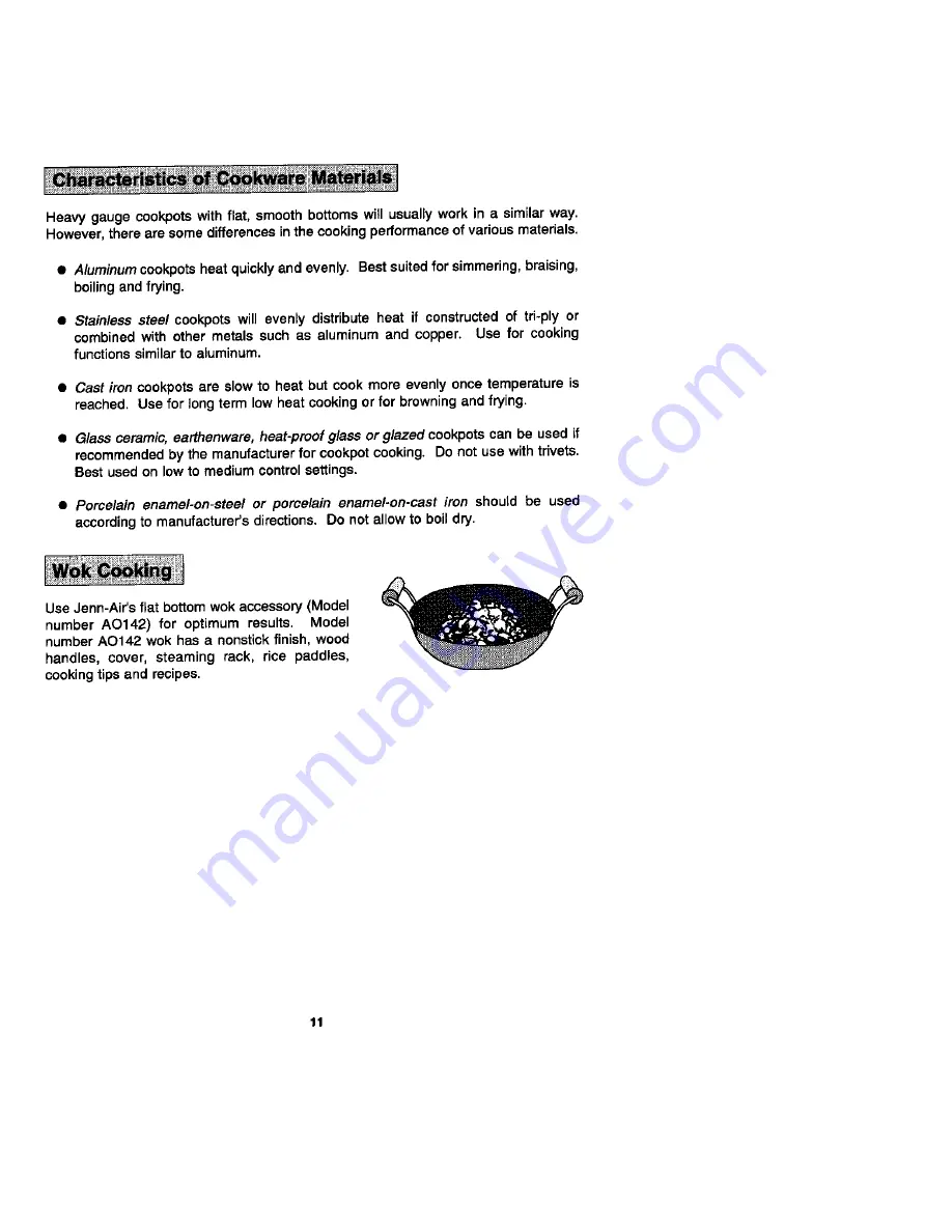 Jenn-Air FCE10610 Use And Care Manual Download Page 11