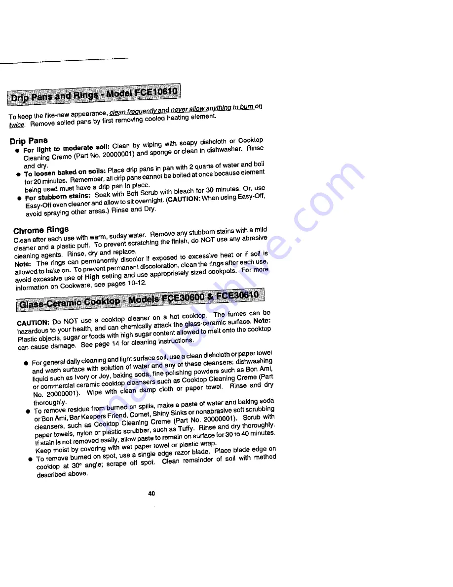 Jenn-Air FCE10610 Use And Care Manual Download Page 40