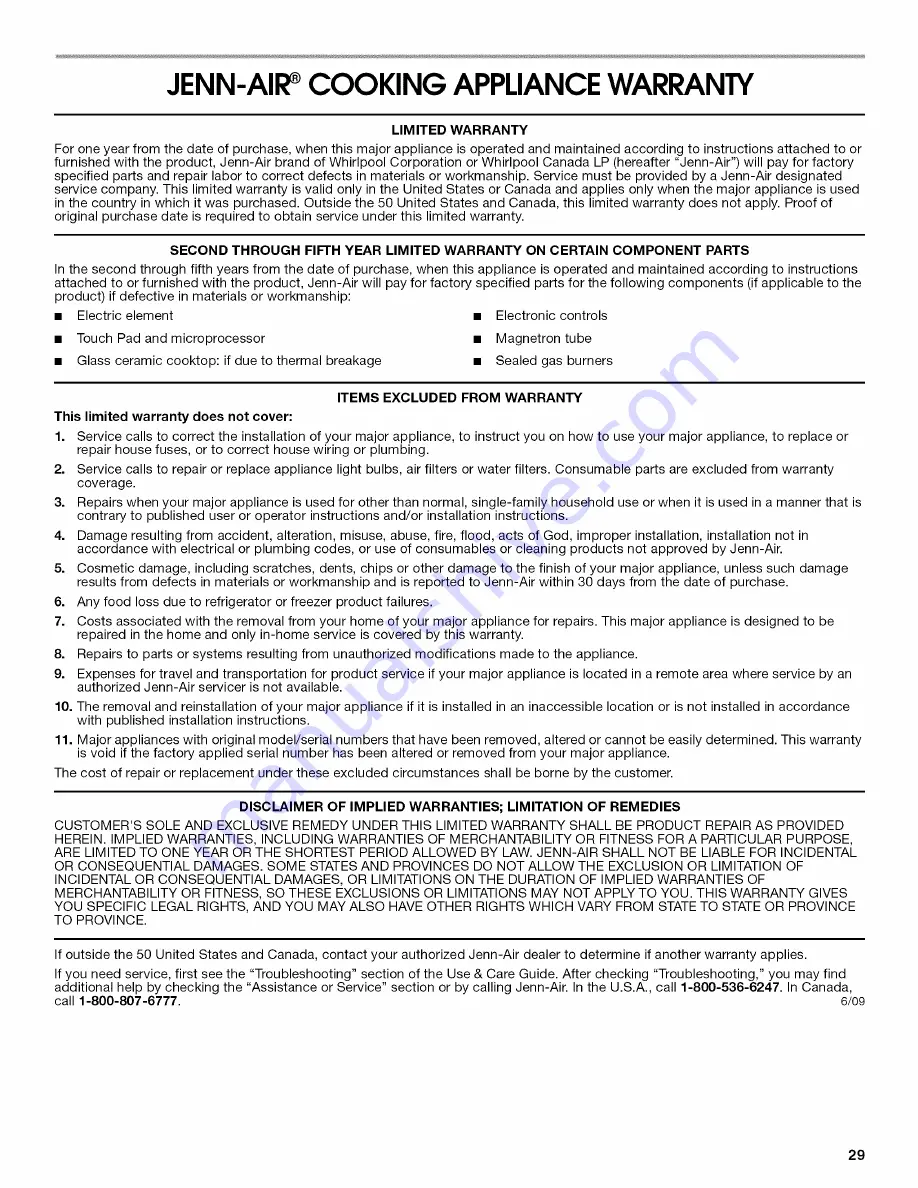 Jenn-Air JMW2430WR00 Use & Care Manual Download Page 29