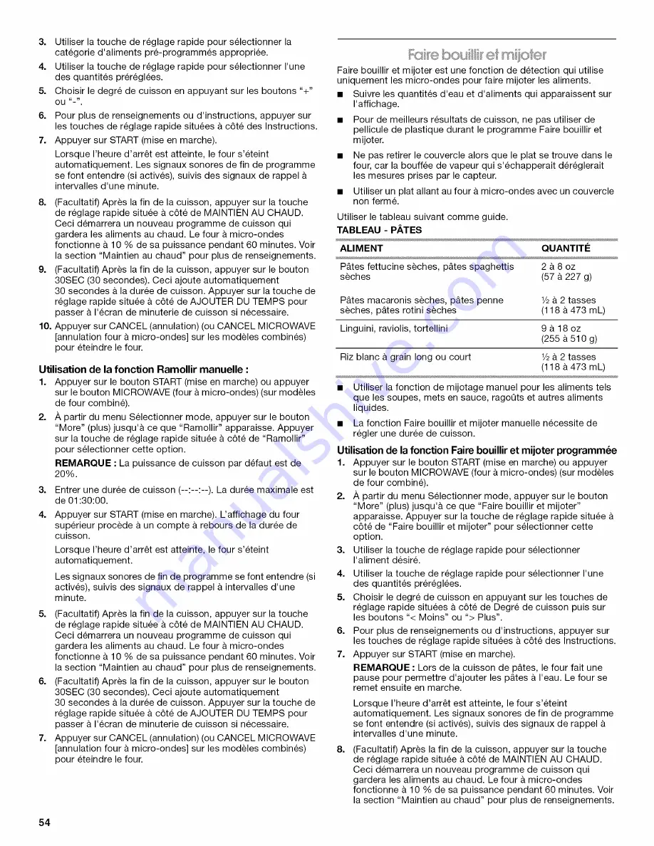 Jenn-Air JMW2430WR00 Use & Care Manual Download Page 54