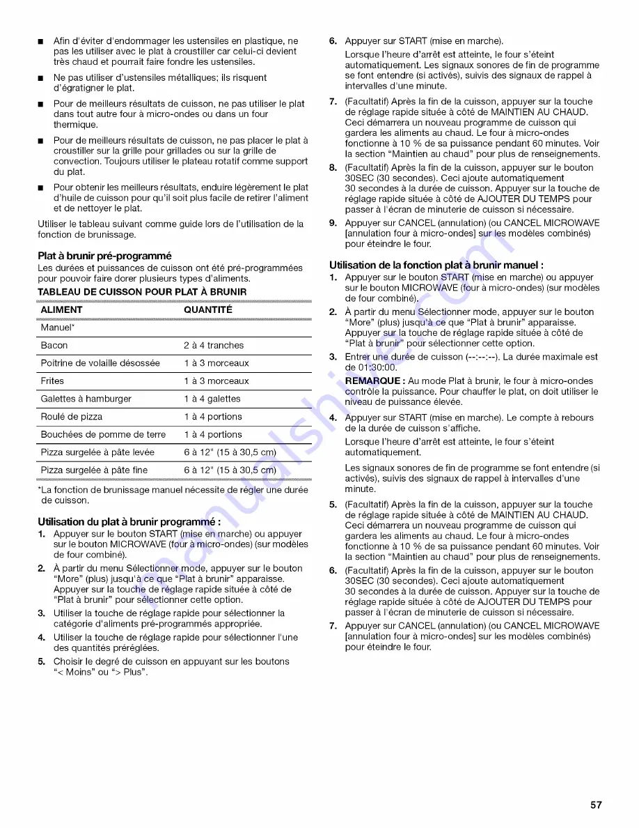 Jenn-Air JMW2430WR00 Use & Care Manual Download Page 57