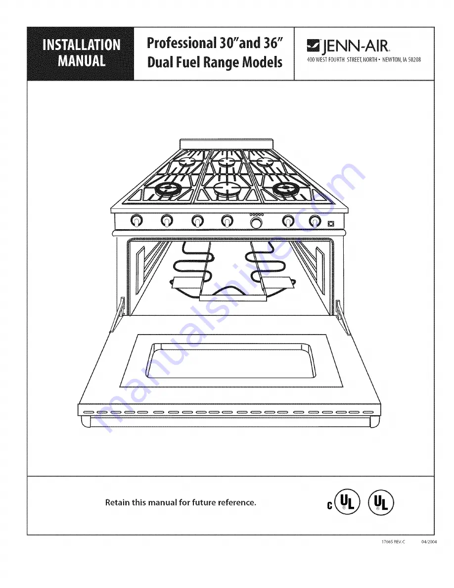 Jenn-Air Pro-Style PRD3030 Installation Manual Download Page 1