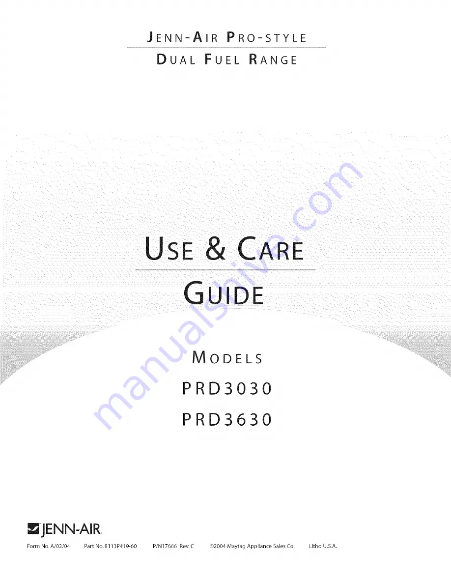 Jenn-Air Pro-Style PRD3030 Use & Care Manual Download Page 1