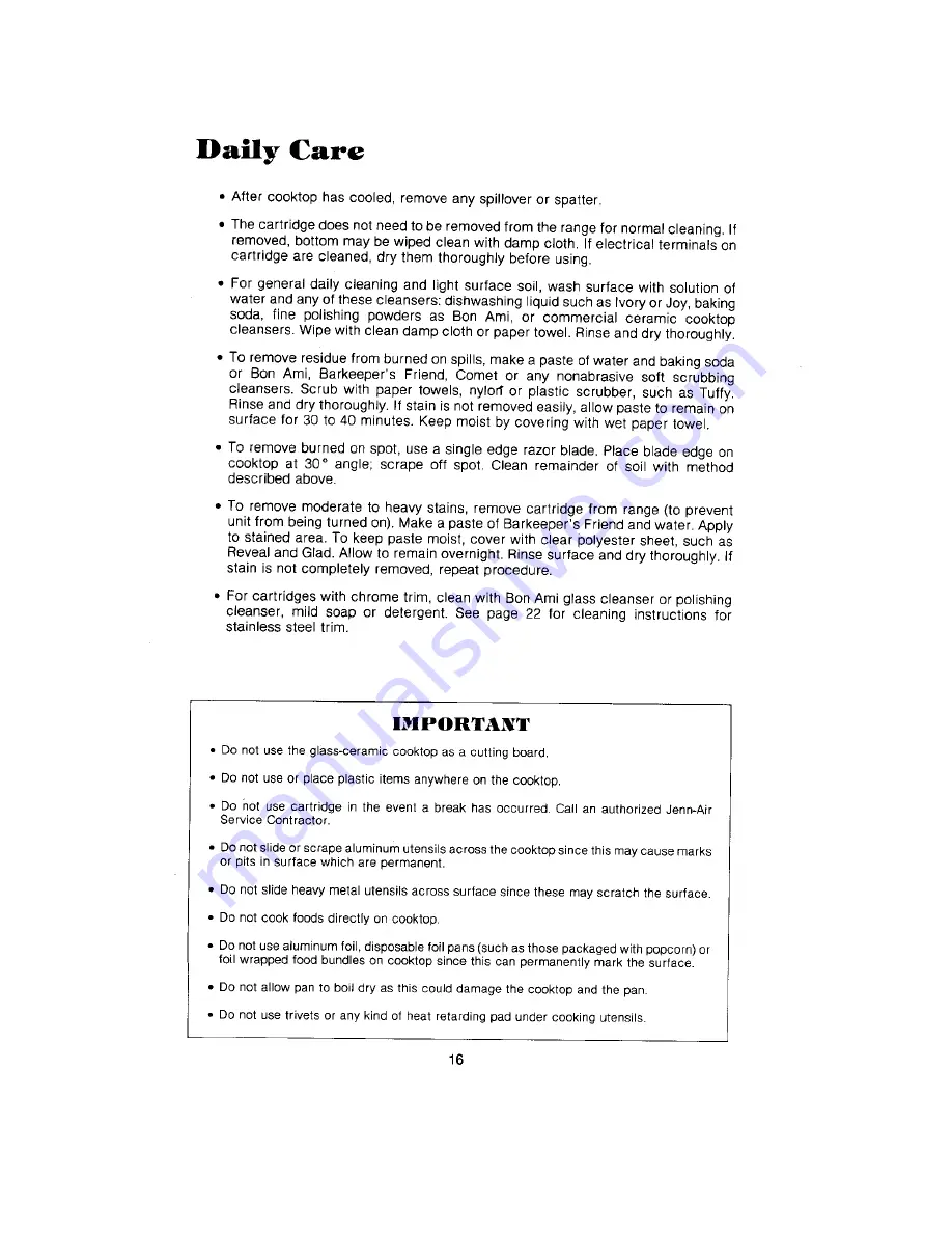 Jenn-Air S105 Use And Care Manual Download Page 16