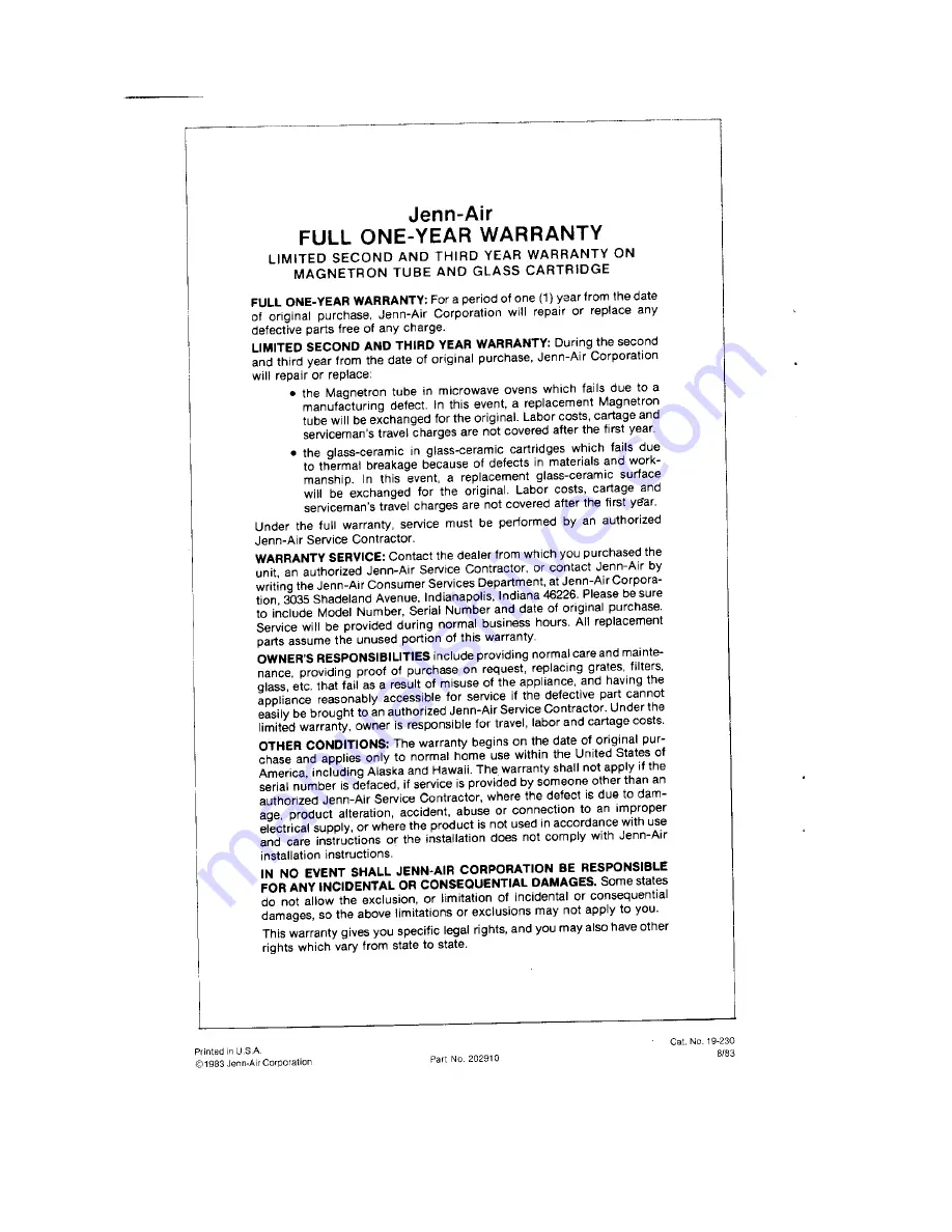 Jenn-Air S105 Use And Care Manual Download Page 43