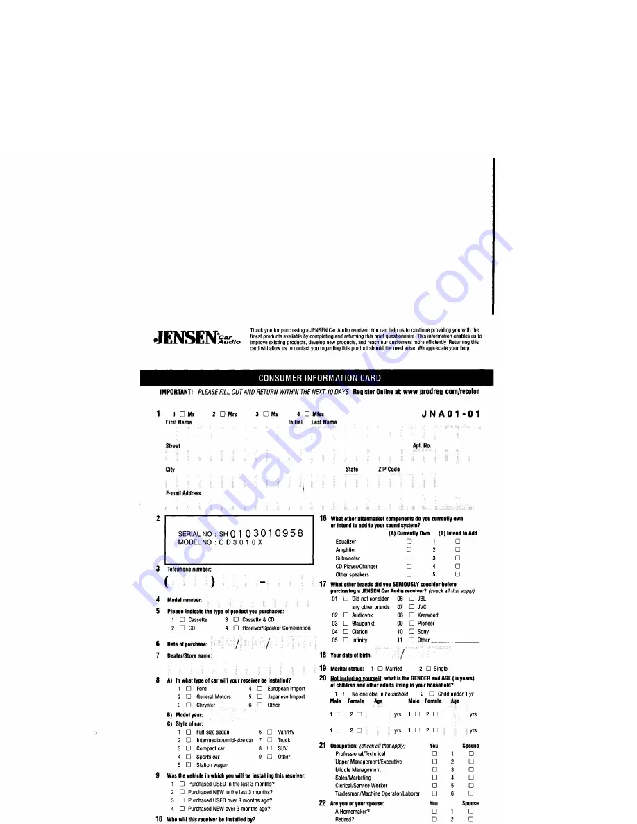 Jensen cd3010x Скачать руководство пользователя страница 11