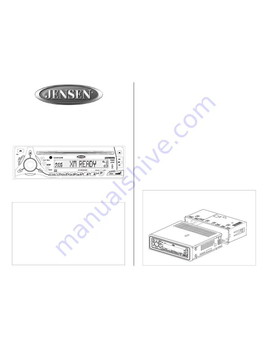 Jensen CD3610XM Owner'S Manual Download Page 1