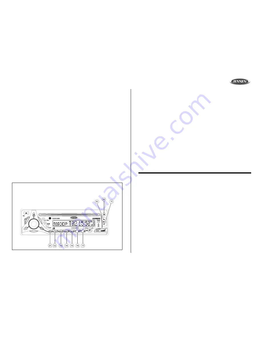 Jensen CD3610XM Owner'S Manual Download Page 21