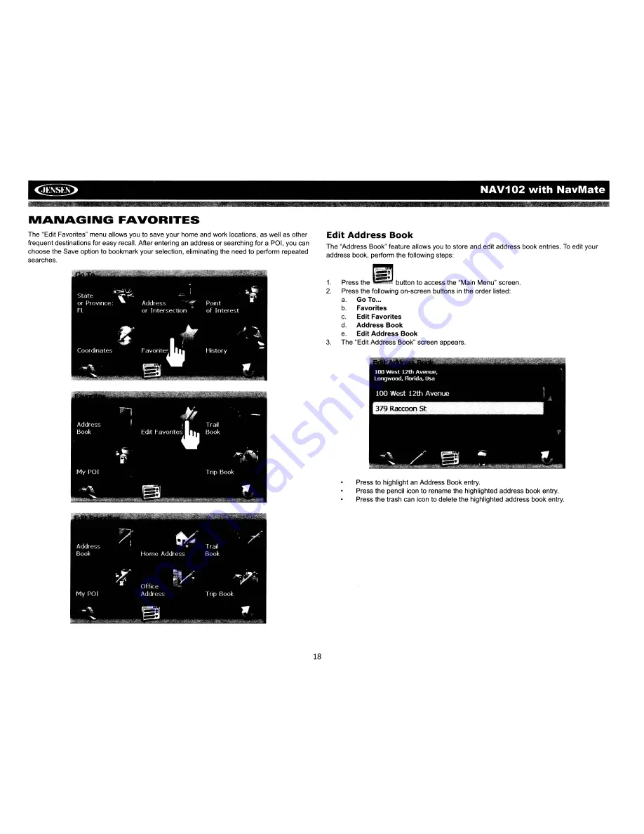 Jensen NAV102 Installation And Operation Manual Download Page 20