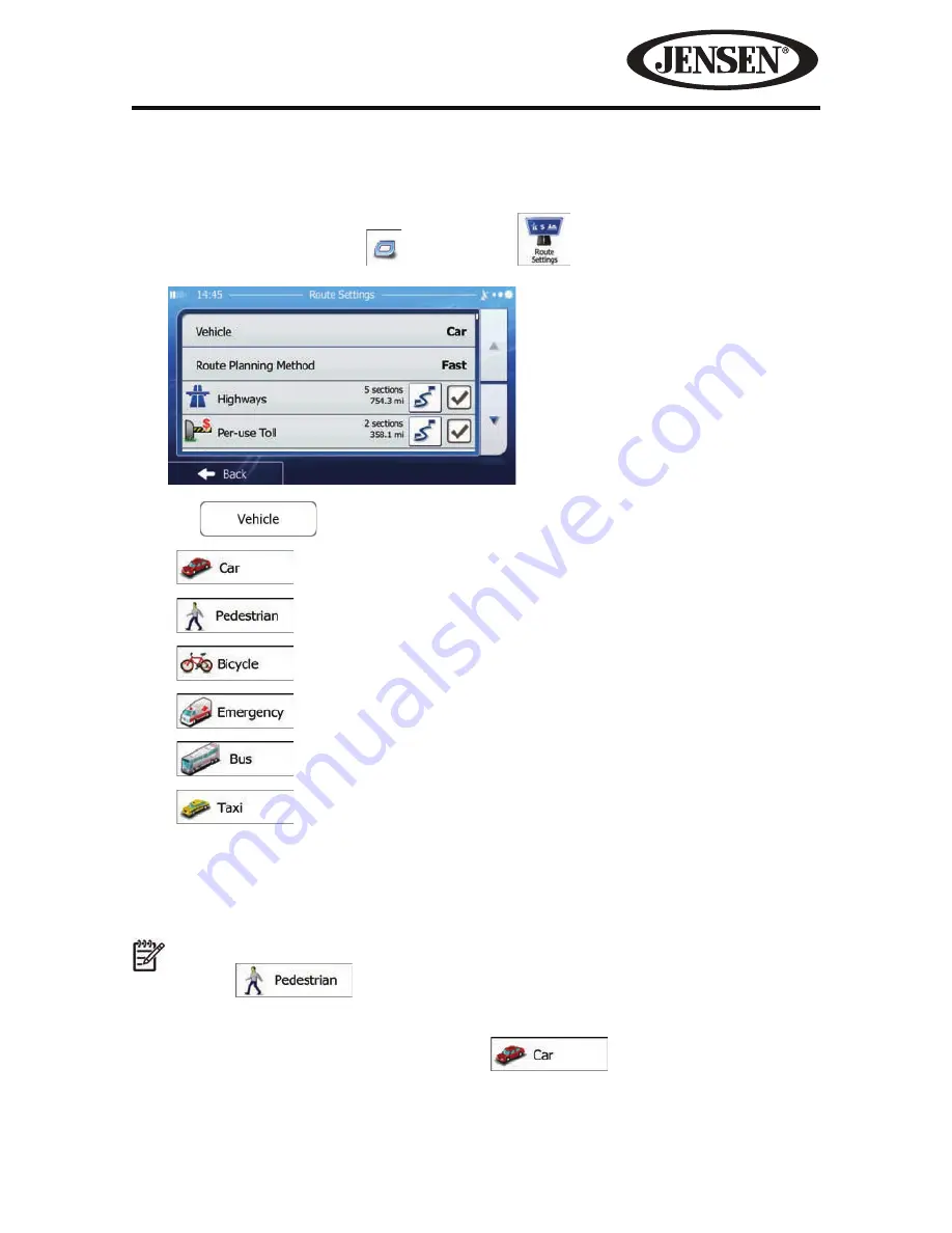 Jensen VM9725BT Operating Instructions Manual Download Page 193