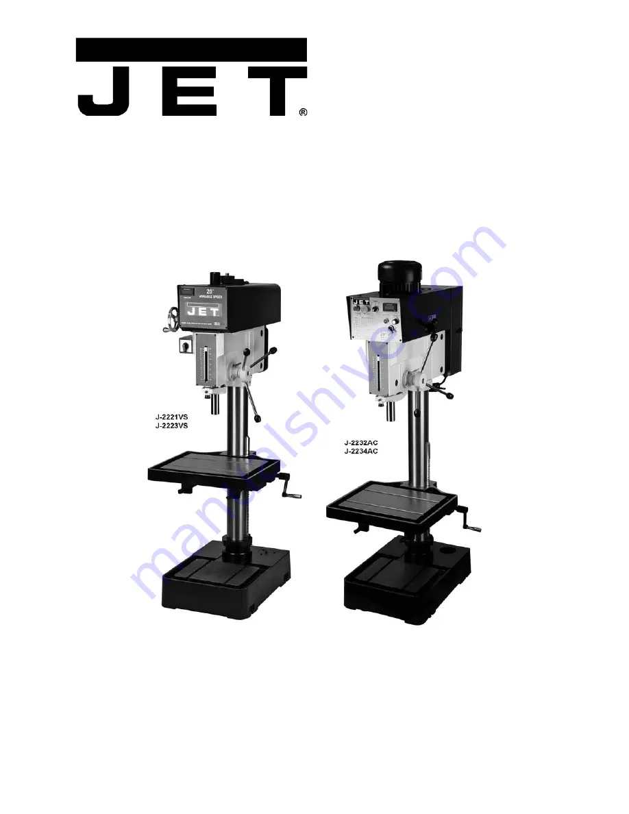 Jet J-2221VS Operating Instructions And Parts Manual Download Page 1