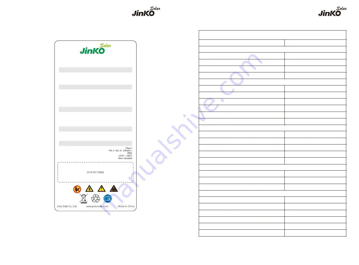 Jinko Solar JKS-3-6HLVS-ABI Series User Manual Download Page 8