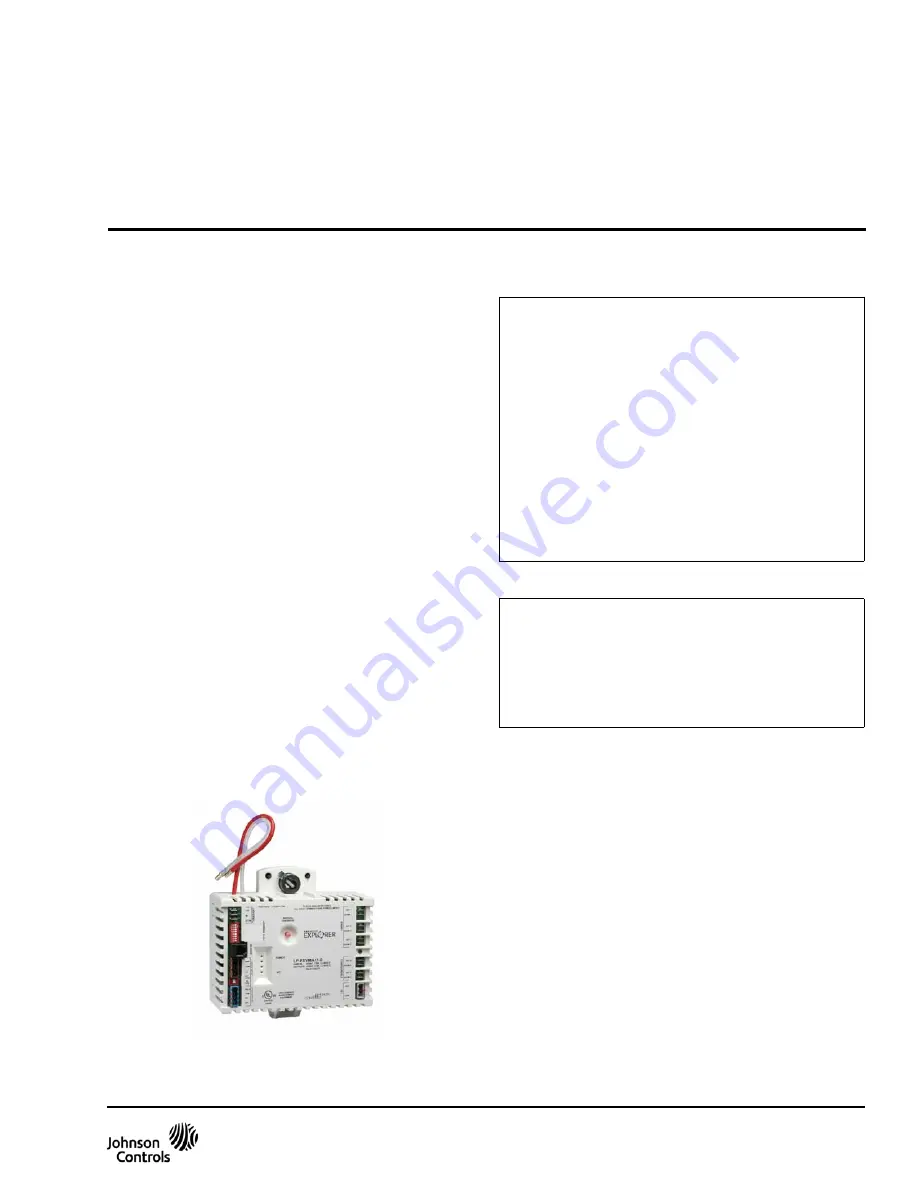 Johnson Controls LP-FXVMA Series Скачать руководство пользователя страница 1