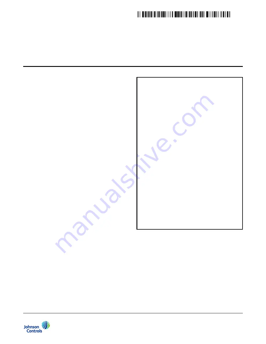 Johnson Controls NS-DTN7043-2 Installation Instructions Download Page 1