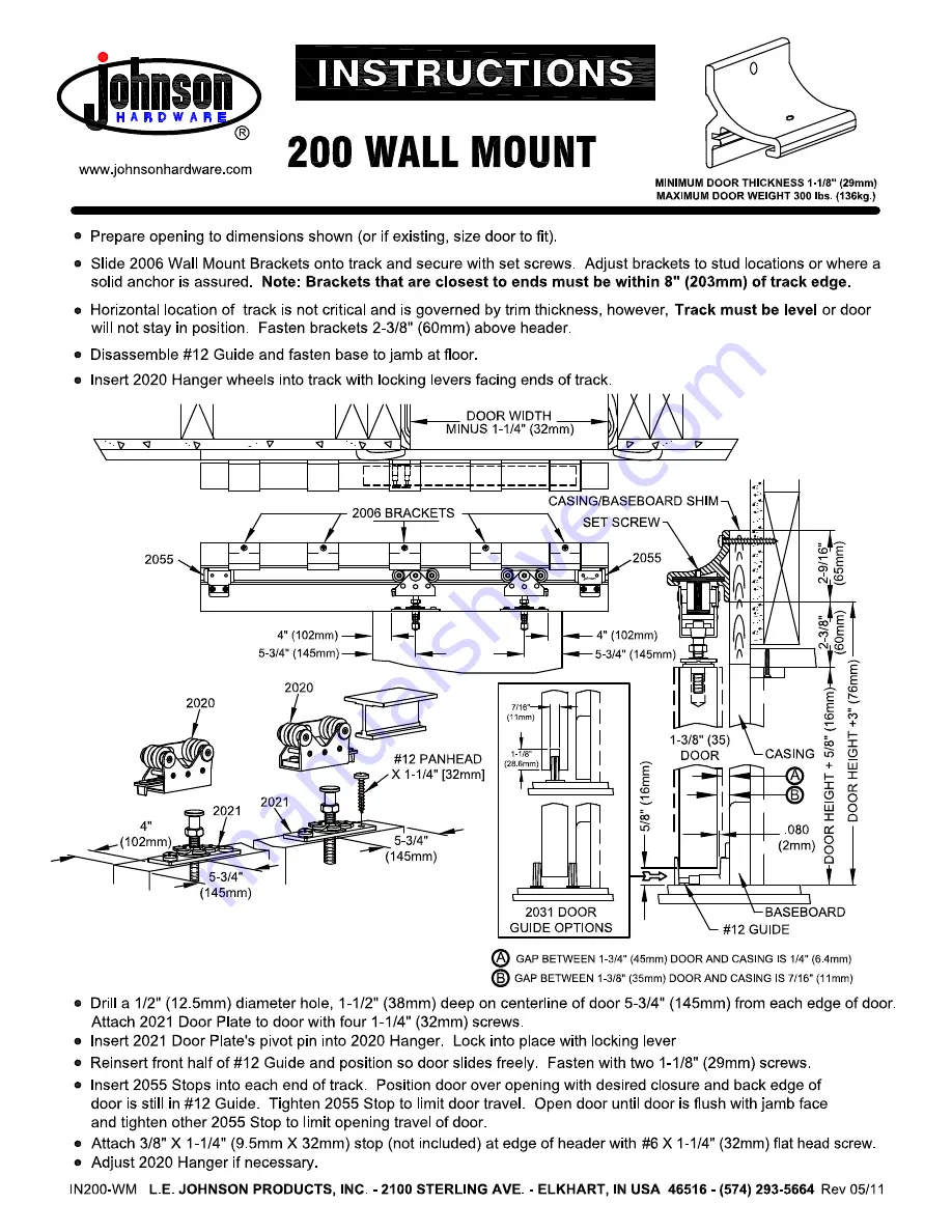 Johnson Hardware 200 Скачать руководство пользователя страница 1