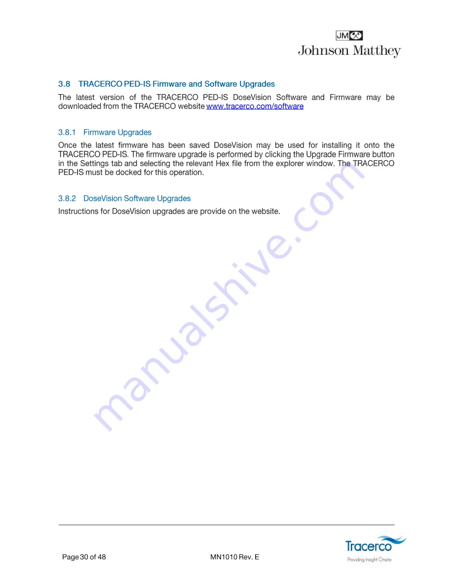 Johnson Matthey TRACERCO PED-IS User Manual Download Page 30