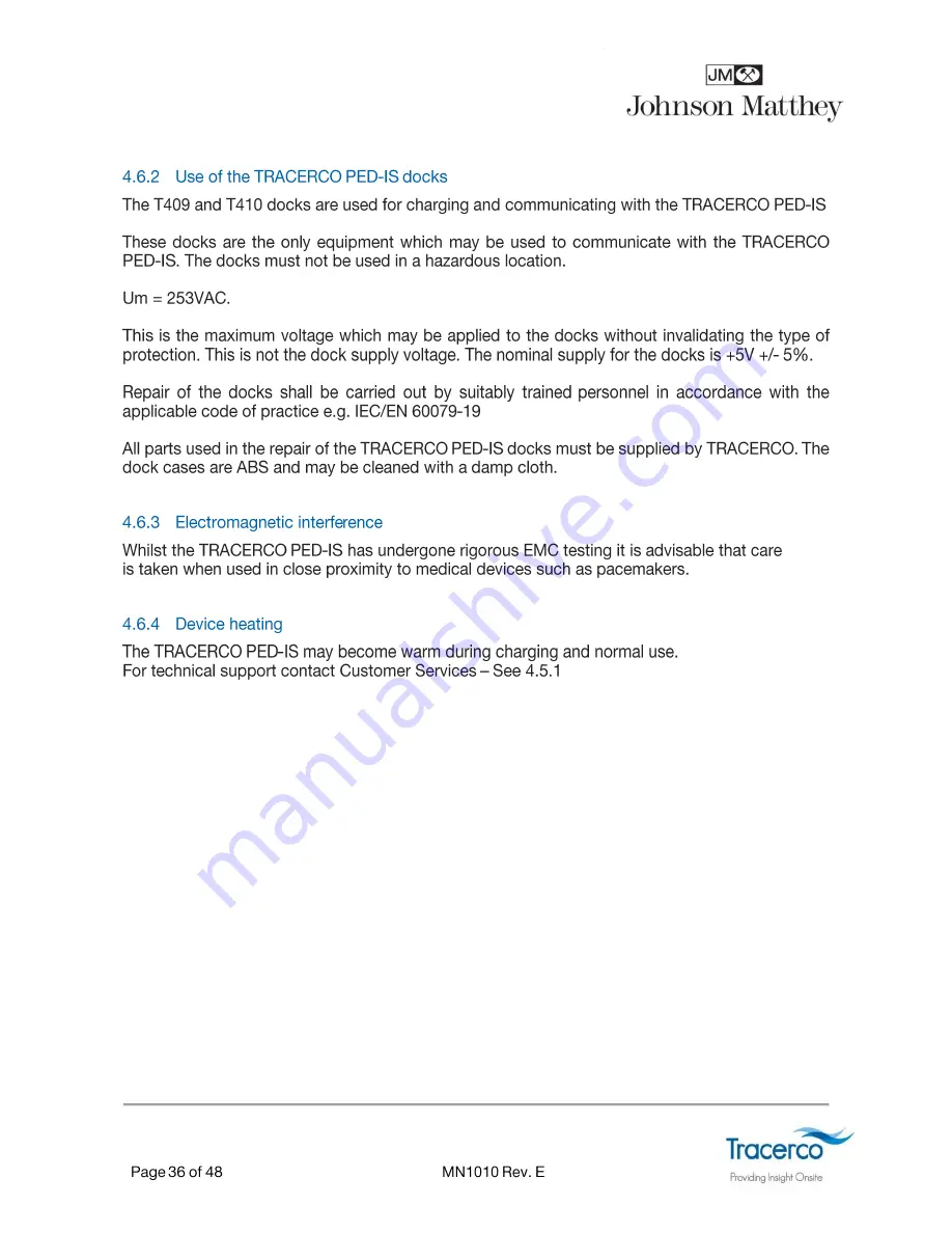 Johnson Matthey TRACERCO PED-IS User Manual Download Page 36