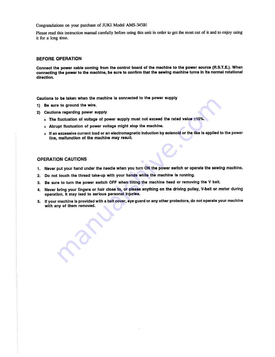 JUKI AMS-343B Instruction Manual Download Page 3