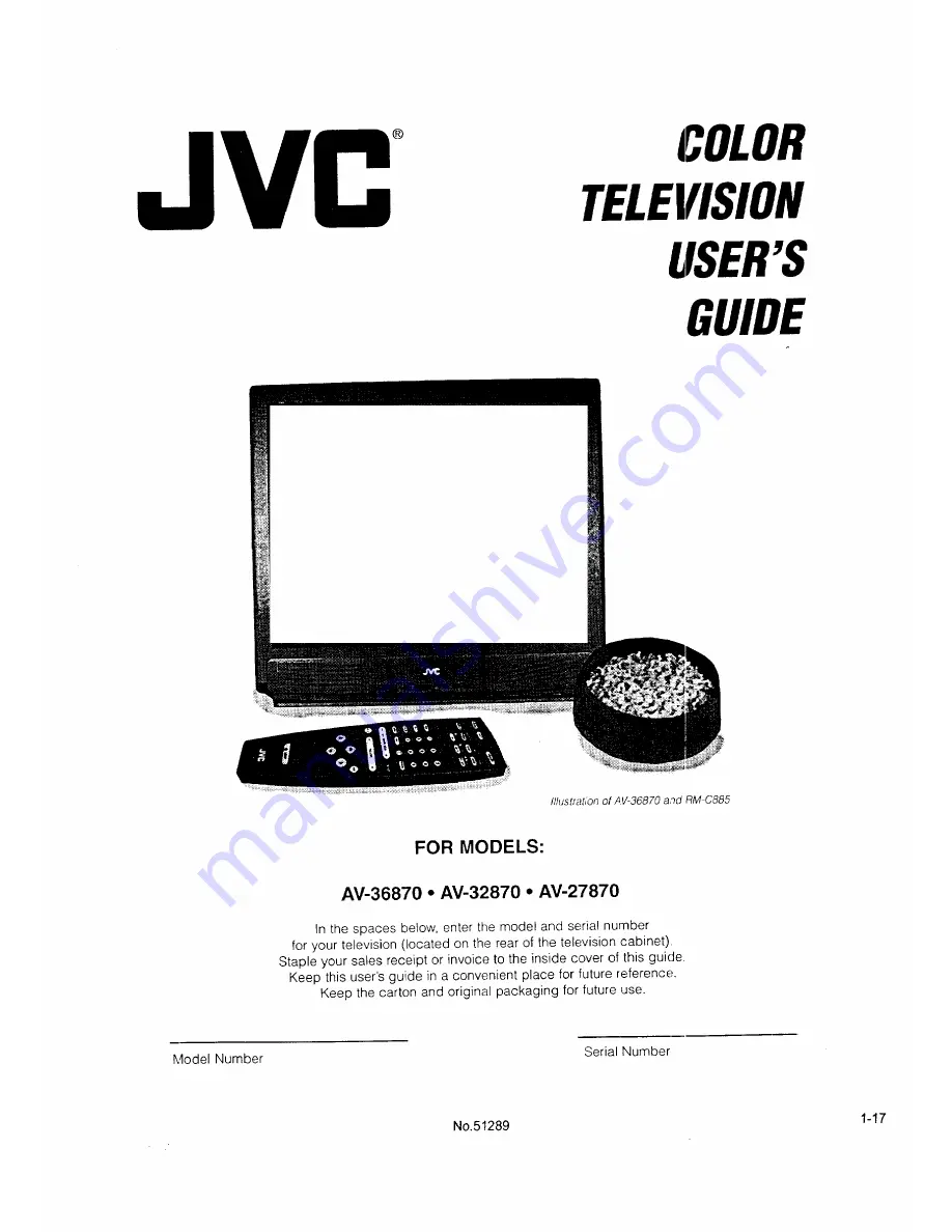 JVC AV-27850 User Manual Download Page 17