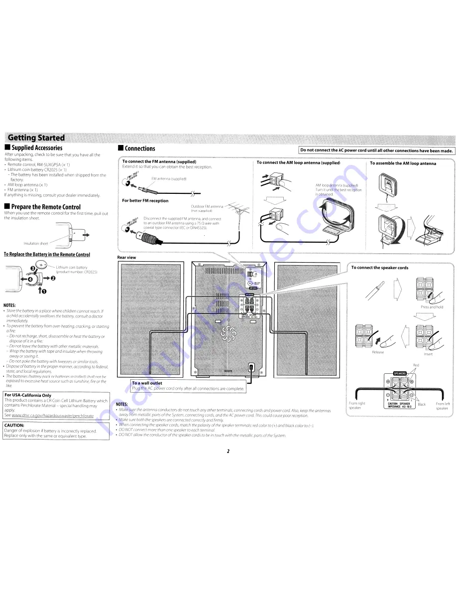 JVC CA-UXGP5 Instructions Manual Download Page 2