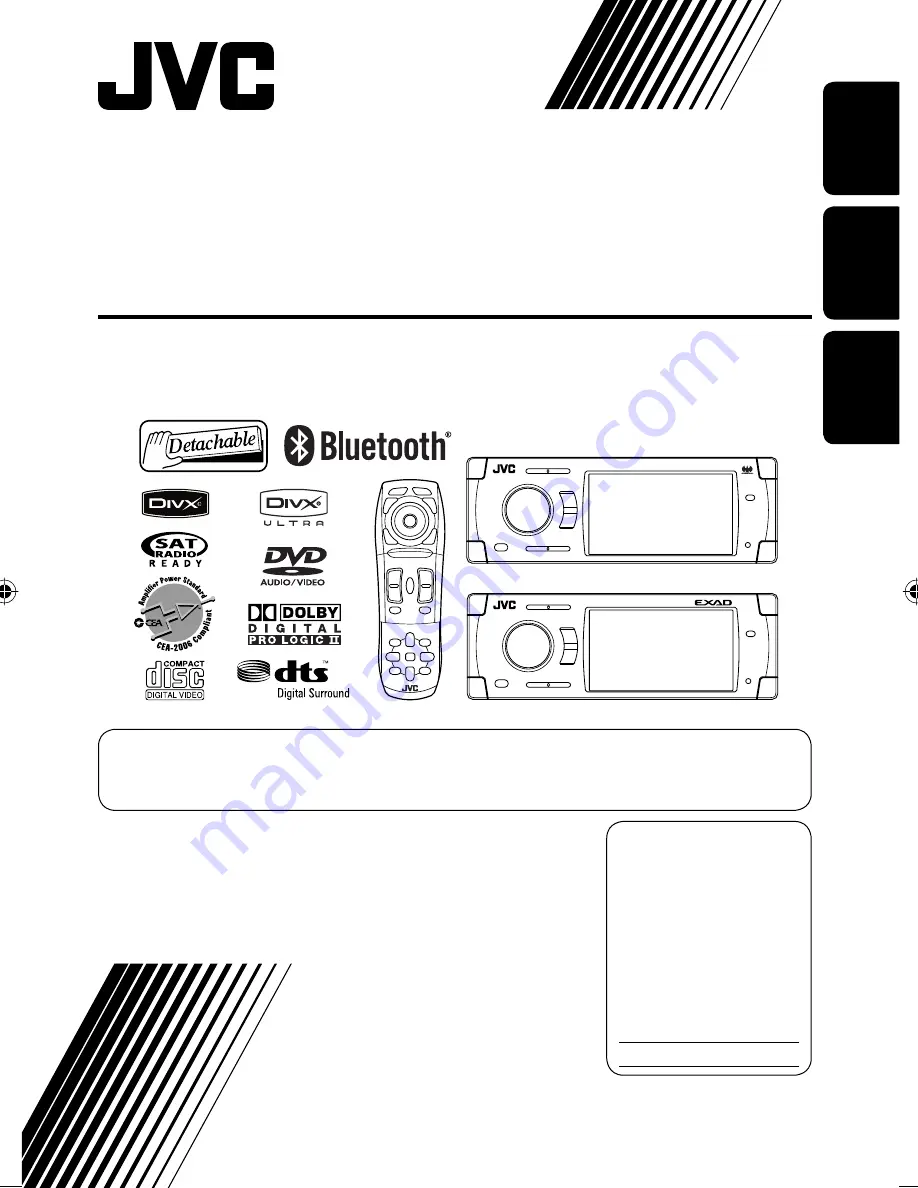 JVC Exad KD-ADV38 Скачать руководство пользователя страница 1