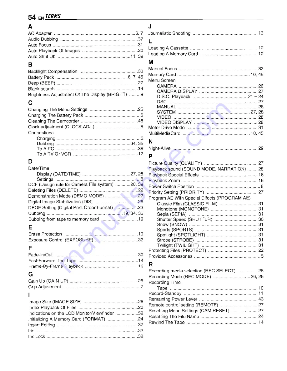 JVC GR-D33 - MiniDV Camcorder With 16x Optical Zoom Instructions Manual Download Page 54