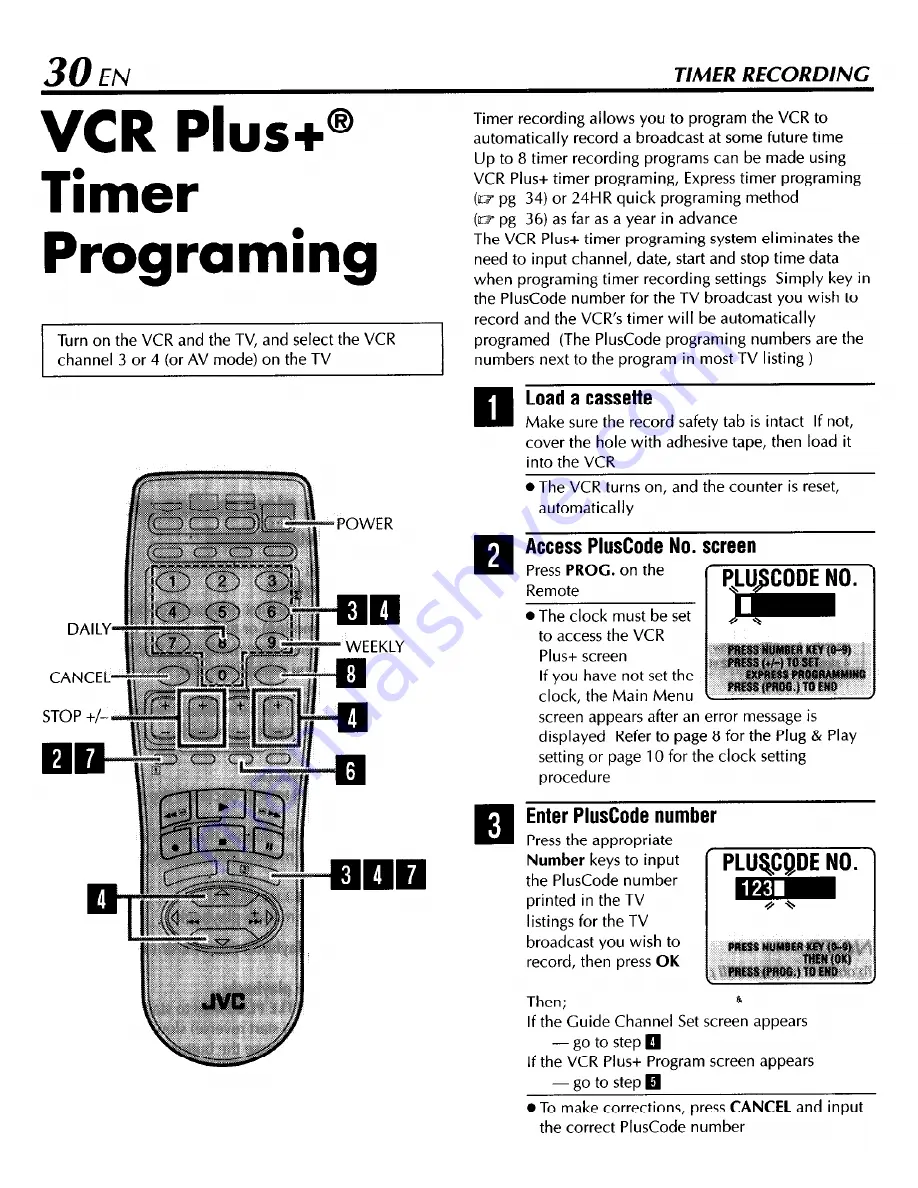 JVC HR-S391OU Instructions Manual Download Page 30