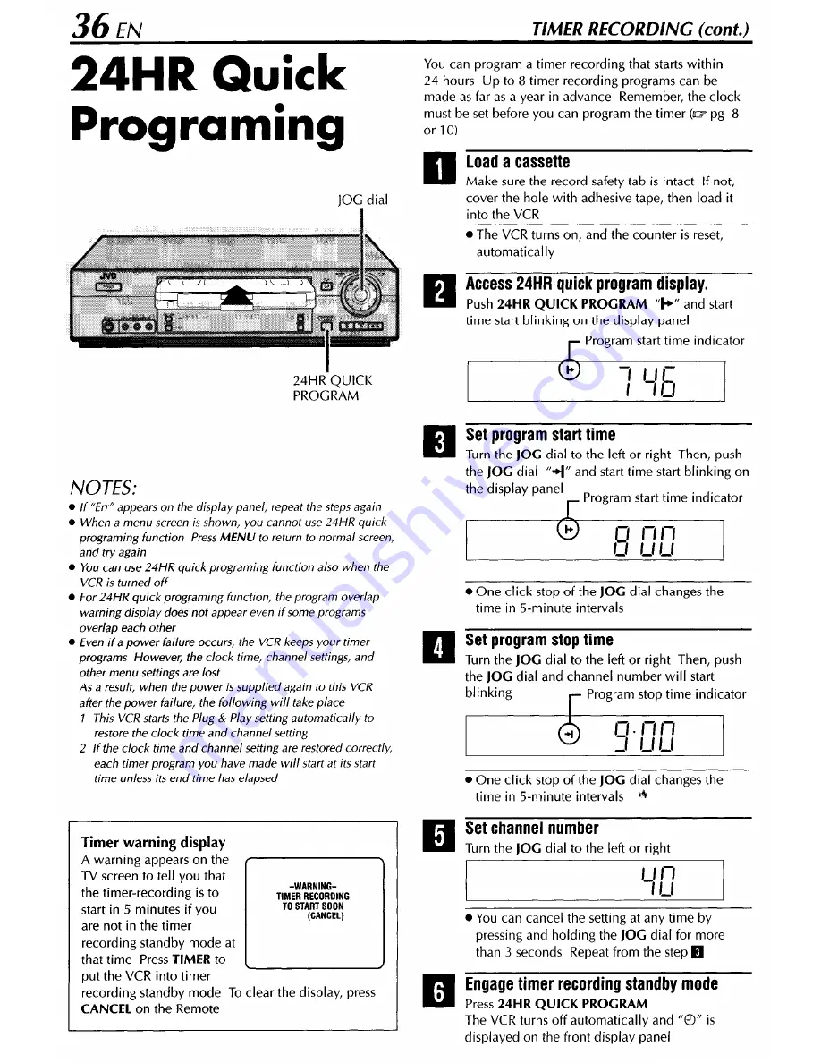 JVC HR-S391OU Instructions Manual Download Page 36