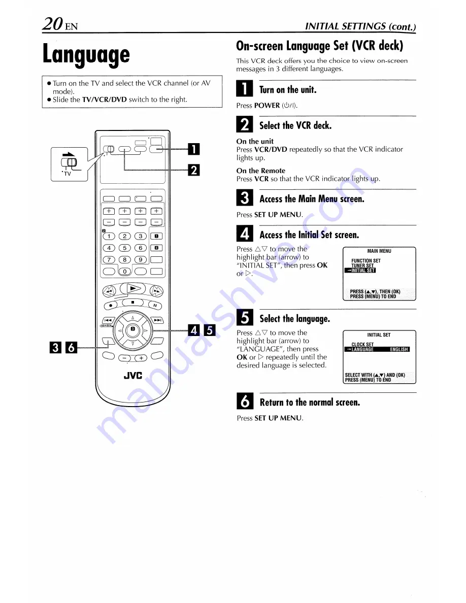 JVC HR-XVS44 Instructions Manual Download Page 20