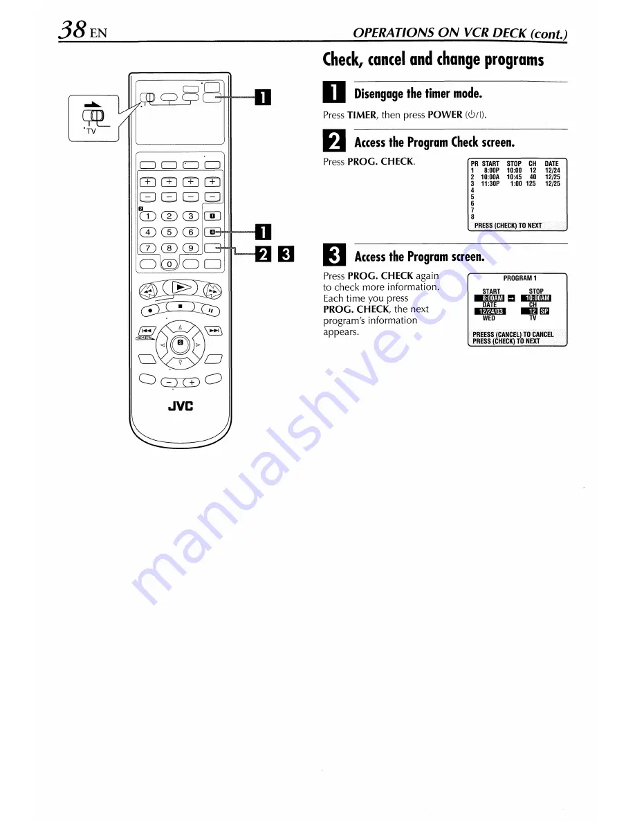 JVC HR-XVS44 Instructions Manual Download Page 38