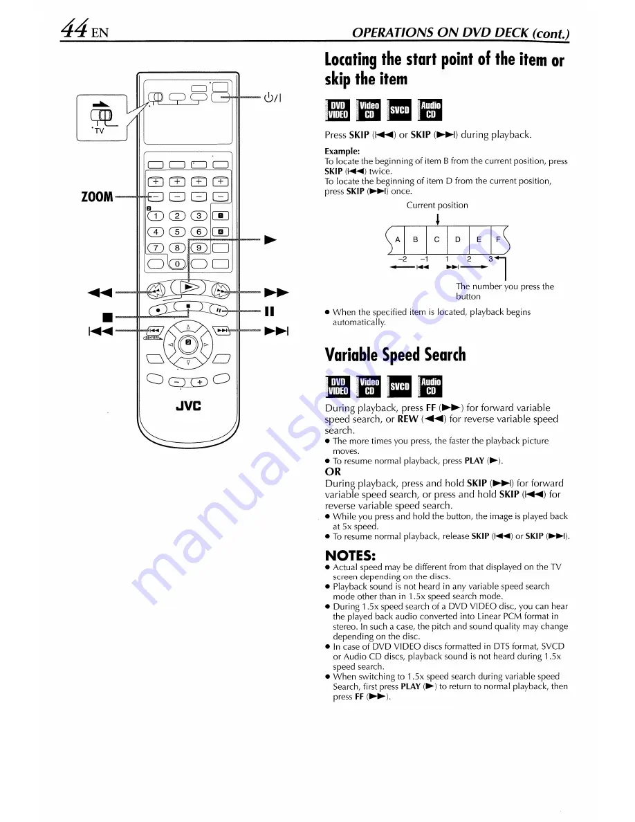 JVC HR-XVS44 Instructions Manual Download Page 44