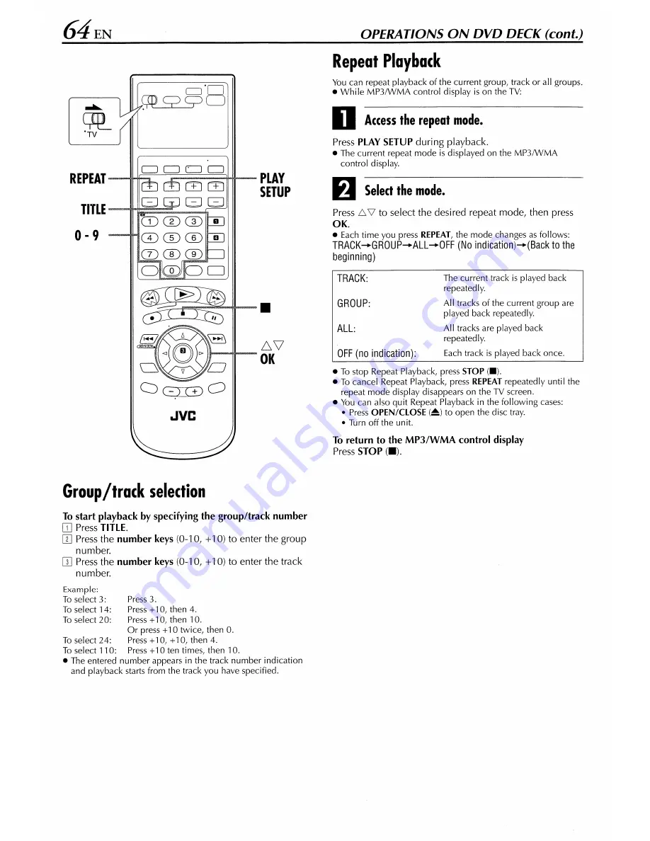 JVC HR-XVS44 Instructions Manual Download Page 64