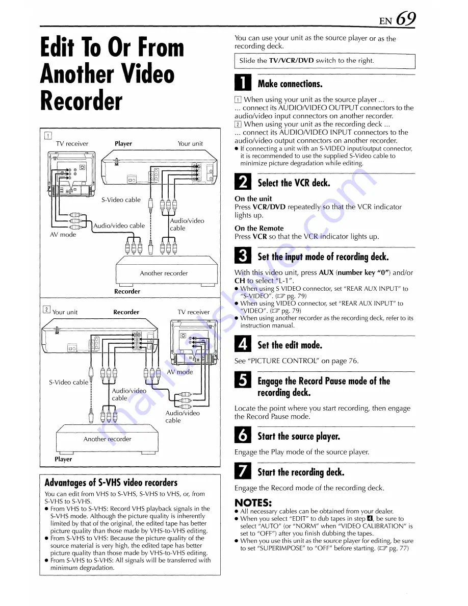 JVC HR-XVS44 Instructions Manual Download Page 69