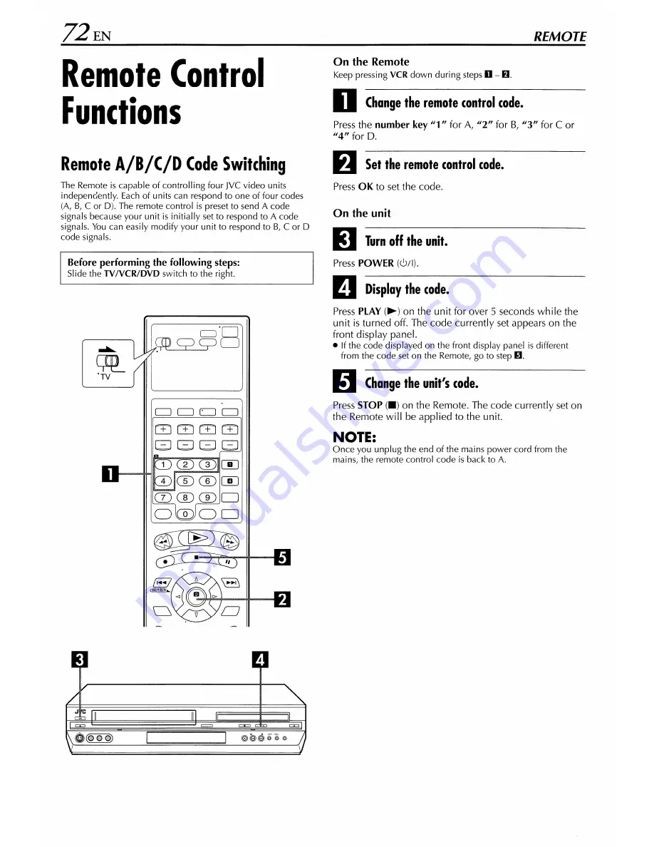 JVC HR-XVS44 Instructions Manual Download Page 72